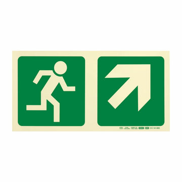 Parrot Photoluminescent 190mm Safety Sign -E11-Running Man+Diagonal Arrow Up And Right - image 01