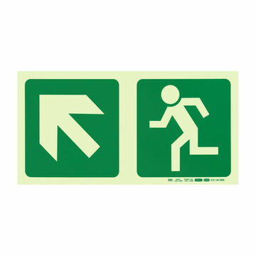 Parrot Photoluminescent 190mm Safety Sign -E12-Diagonal Arrow Up And Left+Running Man - image 02