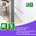 Parrot Photoluminescent 190mm Safety Sign -E12-Diagonal Arrow Up And Left+Running Man - image 05