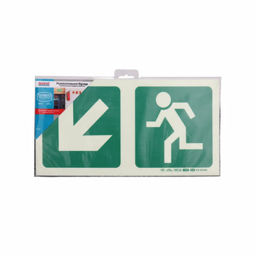 Parrot Photoluminescent 190mm Safety Sign -E14-Diagonal Arrow Down And Left +Running Man - image 01