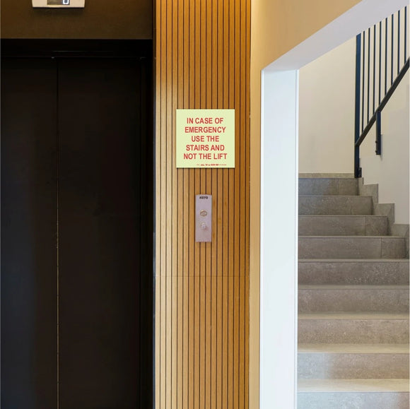 Parrot Photoluminescent 190mm Safety Sign -E15-In Case Of Emergency Use The Stairs And Not The Lift - image 05