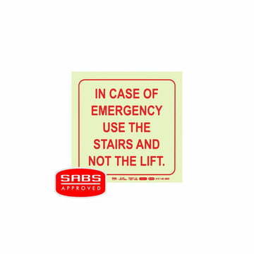 Parrot Photoluminescent 190mm Safety Sign -E15-In Case Of Emergency Use The Stairs And Not The Lift - image 01
