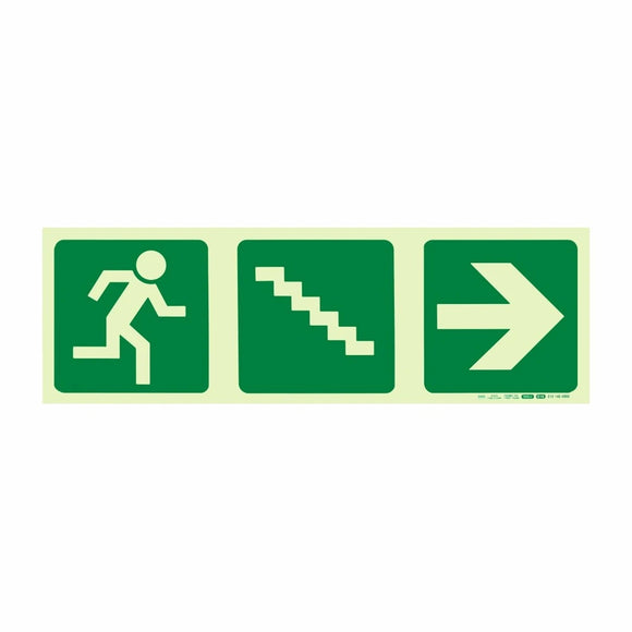 Parrot Photoluminescent 190mm Safety Sign -E16-Running Man+Stairs Going Down+Arrow Right - image 03