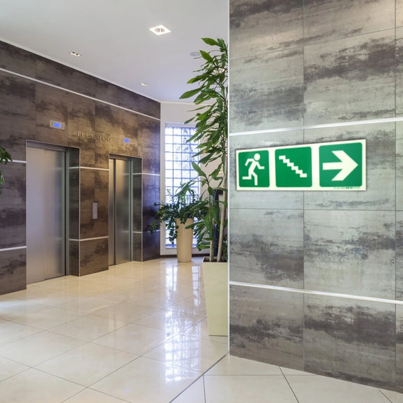 Parrot Photoluminescent 190mm Safety Sign -E16-Running Man+Stairs Going Down+Arrow Right - image 05