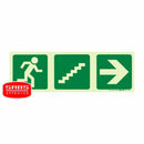 Parrot Photoluminescent 190mm Safety Sign -E18-Running Man+Stairs Going Up+Arrow Right - image 01