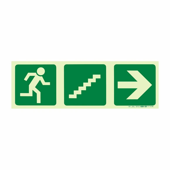 Parrot Photoluminescent 190mm Safety Sign -E18-Running Man+Stairs Going Up+Arrow Right - image 02