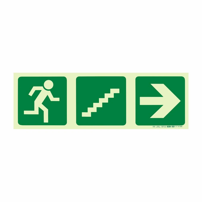 Parrot Photoluminescent 190mm Safety Sign -E18-Running Man+Stairs Going Up+Arrow Right - image 02
