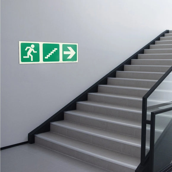 Parrot Photoluminescent 190mm Safety Sign -E18-Running Man+Stairs Going Up+Arrow Right - image 05