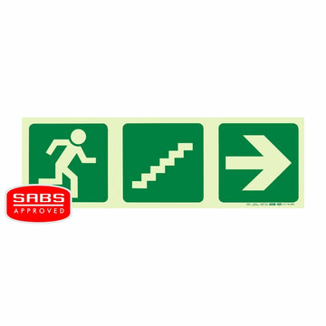 Parrot Photoluminescent 190mm Safety Sign -E18-Running Man+Stairs Going Up+Arrow Right - image 01