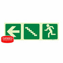 Parrot Photoluminescent 190mm Safety Sign -E19-Arrow Left+Stairs Going Up+Running Man - image 01