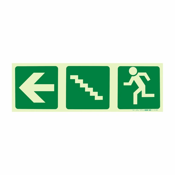 Parrot Photoluminescent 190mm Safety Sign -E19-Arrow Left+Stairs Going Up+Running Man - image 05