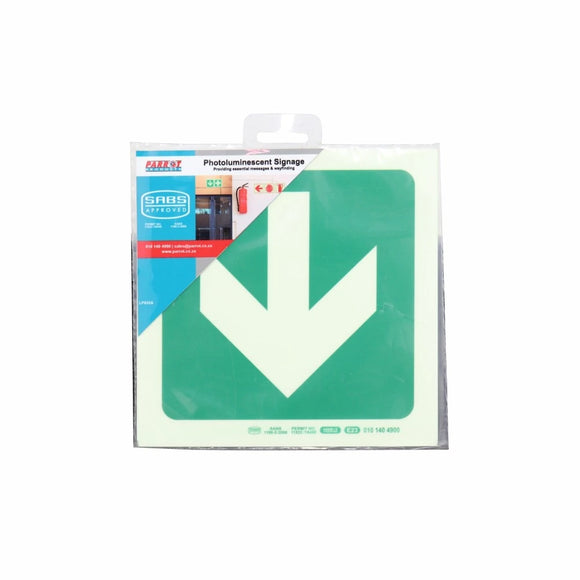 Parrot Photoluminescent 190mm Safety Sign -E23-Arrow Down - image 04