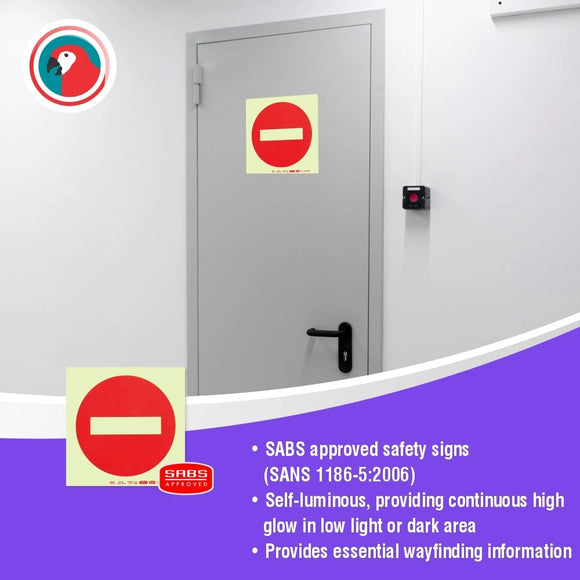 Parrot Photoluminescent 190mm Safety Sign -No Entry Symbol - image 05