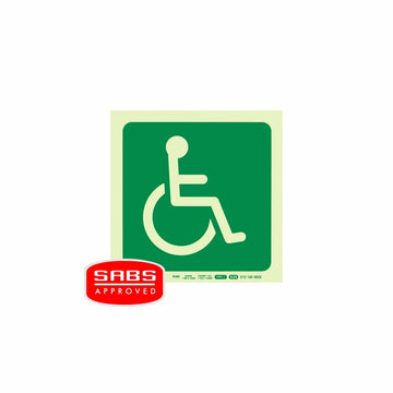 Parrot Photoluminescent 190mm Safety Sign -E25-Paraplegic Symbol - image 01