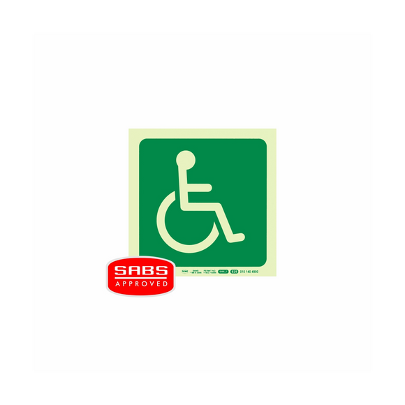 Image of Photoluminescent 190Mm Safety Sign -E25-Paraplegic Symbol