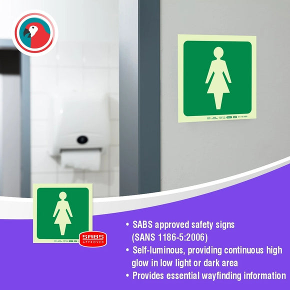 Parrot Photoluminescent 190mm Safety Sign -E27-Female Symbol - image 04