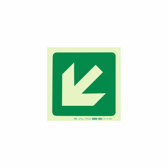 Parrot Photoluminescent 190mm Safety Sign -E30-Diagonal Arrow Down And Left - image 02