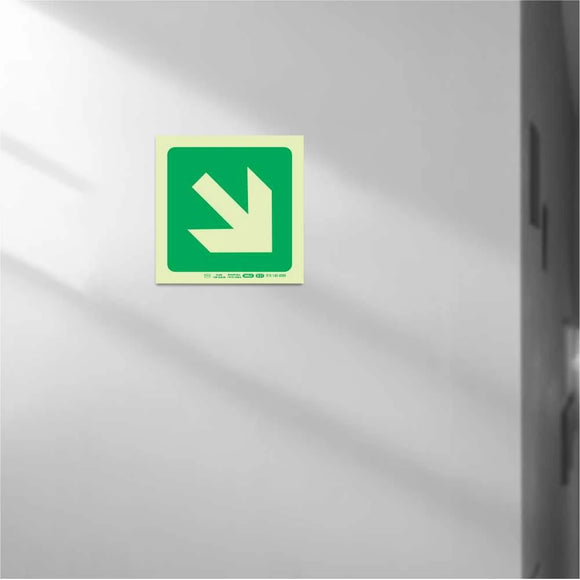 Parrot Photoluminescent 190mm Safety Sign -E30-Diagonal Arrow Down And Left - image 04