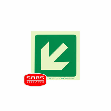 Parrot Photoluminescent 190mm Safety Sign -E30-Diagonal Arrow Down And Left - image 01