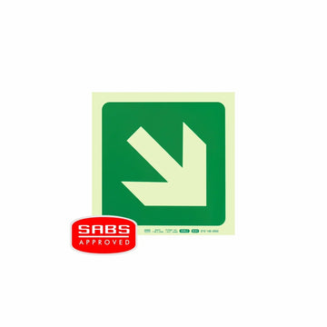 Parrot Photoluminescent 190mm Safety Sign -E31-Diagonal Arrow Down And Right - image 01