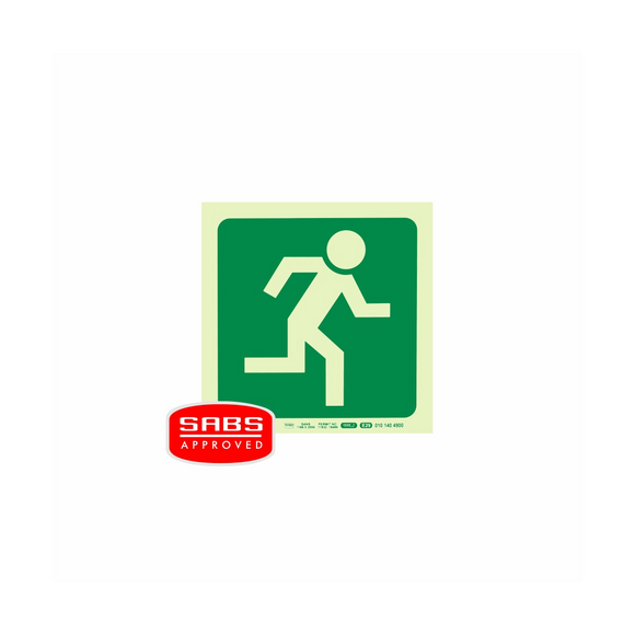 Image of Photoluminescent 190Mm Safety Sign -E29-Running Man Facing Right
