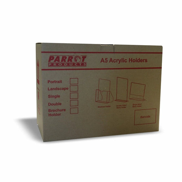Parrot Menu Holder Acrylic Single Sided A5 Landscape - Box 5 - image 01