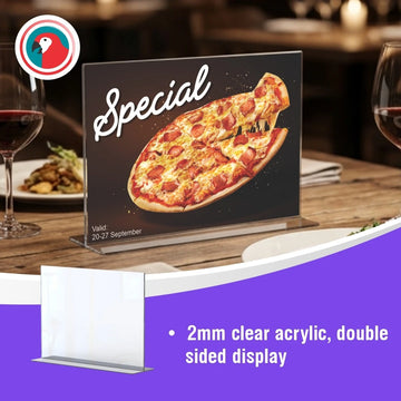 Parrot Menu Holder Acrylic Double Sided A4 Landscape - Box 5 - image 02