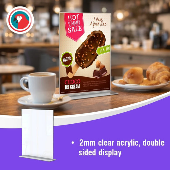 Parrot Menu Holder Acrylic Double Sided A4 Portrait - Box 5 - image 05