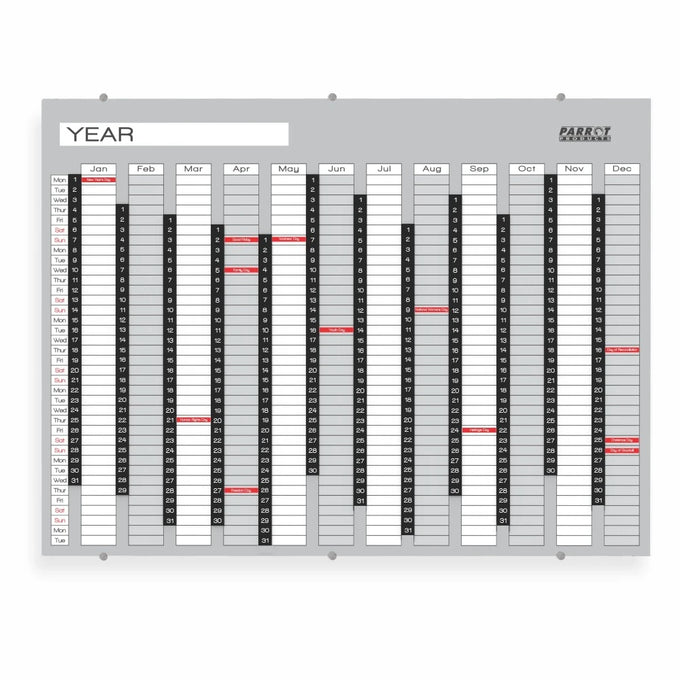 Parrot Year Planner Glass Non Magnetic 1200x900mm - image 01