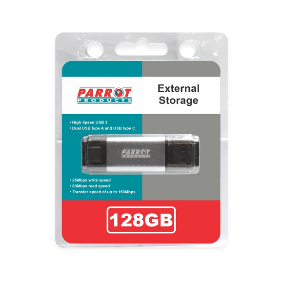 Image of External Storage Usb 3 Type A + Usb C 128Gb Flash Drive