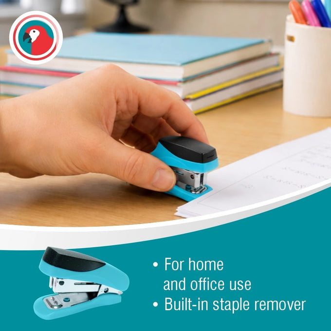 Parrot Stapler Plastic Mini Blue + Staples (1000X26/6) - image 01