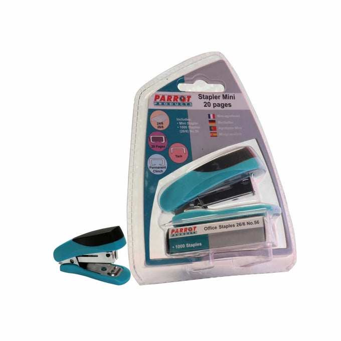 Parrot Stapler Plastic Mini Blue + Staples (1000X26/6) - image 09