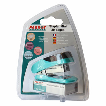 Parrot Stapler Plastic Mini Blue + Staples (1000X26/6) - image 01