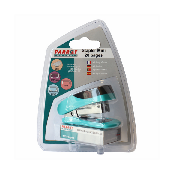 Image of Stapler Plastic Mini Blue + Staples (1000X26/6)