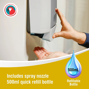 Parrot Dispenser Manual Wall Mounted 500Ml White/Grey - Spray Pump - image 02