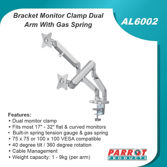 Parrot Bracket - Monitor Clamp Dual Arm With Gas Spring - image 09