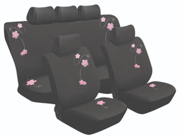Image of  Stingray 11 Piece Black Polyester With Embroidered Design Pink inTools,Automotive,Car Accessories,Seat Covers
