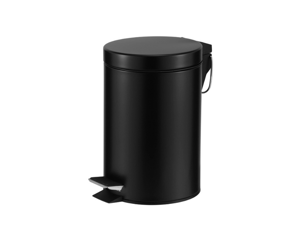 Casa 3L Step Bin Black Flat Lid, Soft Close