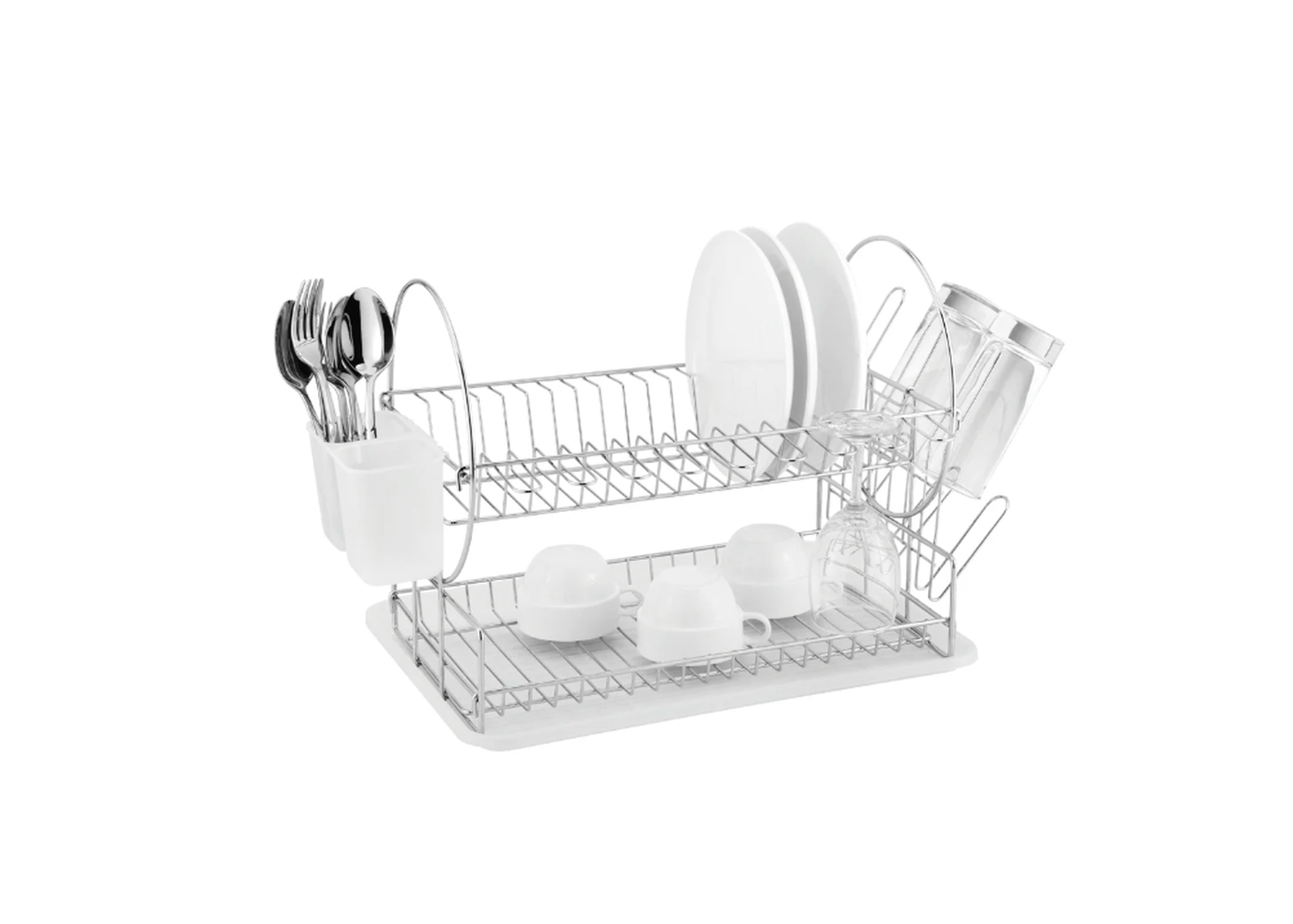 Image of  Casa Catania 202 2Tier Chrome-Plated Dish Drainer Clear White inHome & Décor,Kitchenware,Kitchen Accessories