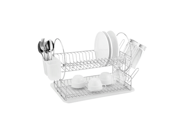 Image of  Casa Catania 202 2Tier Chrome-Plated Dish Drainer Clear White inHome & Décor,Kitchenware,Kitchen Accessories