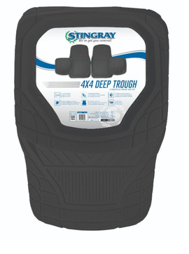 Image of  Stingray 4Pce Deep Trough Mat Set Black inTools,Automotive,Car Accessories,Seat Covers
