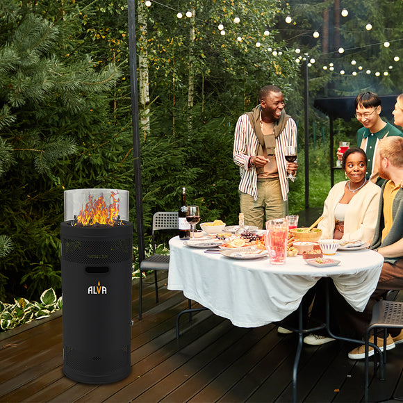 Alva Gas Short Stand Firepit Patio Heater (With Lava Stones)