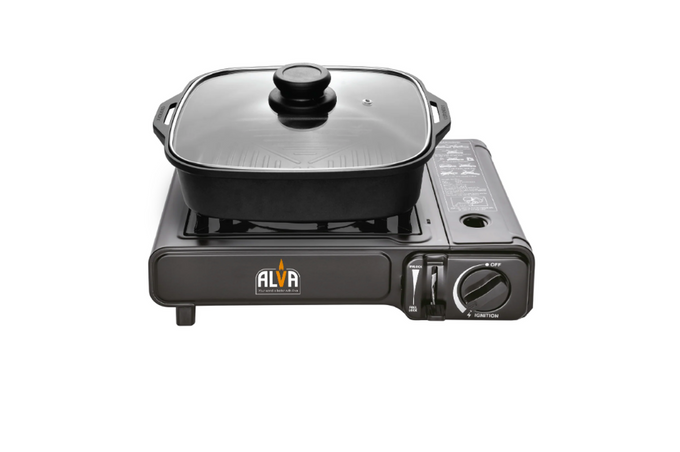 Image of  Alva Single Burner Canister Stove With Non-Stick Pot inGarden & Outdoor,Camping,Camping Cooking