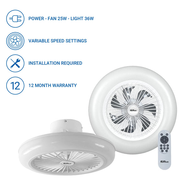 Alva 50cm Led Light / Ceiling Fan W Remote (White)