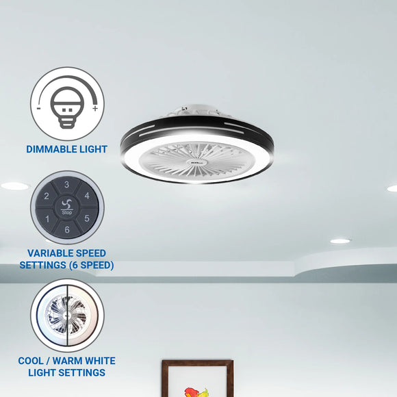 Alva 50cm Led Light / Ceiling Fan W Remote (Black)
