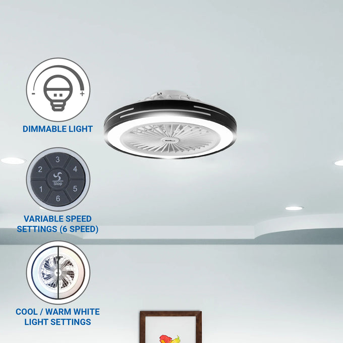 Alva 50cm Led Light / Ceiling Fan W Remote (Black)