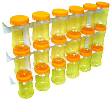 Image of The Cabinet Shop 18 Pce Storage Bottles With Rack 2 Tier