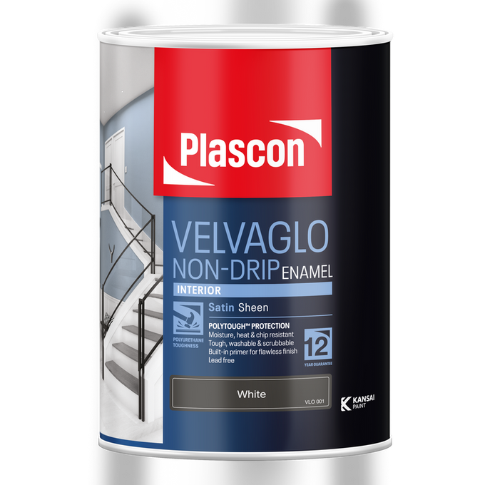 Plascon Velvaglo Non-Drip Enamel White 5L in Paint