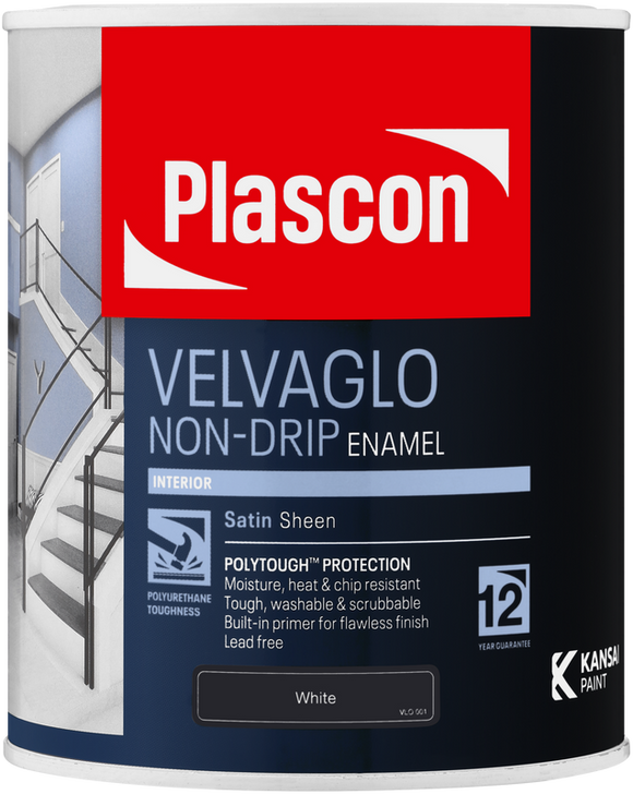 Plascon Velvaglo Satin White 1L in Paint
