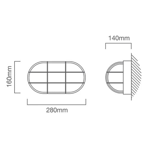 Eurolux Bulkhead Oval Large Grid 270mm White - image 01